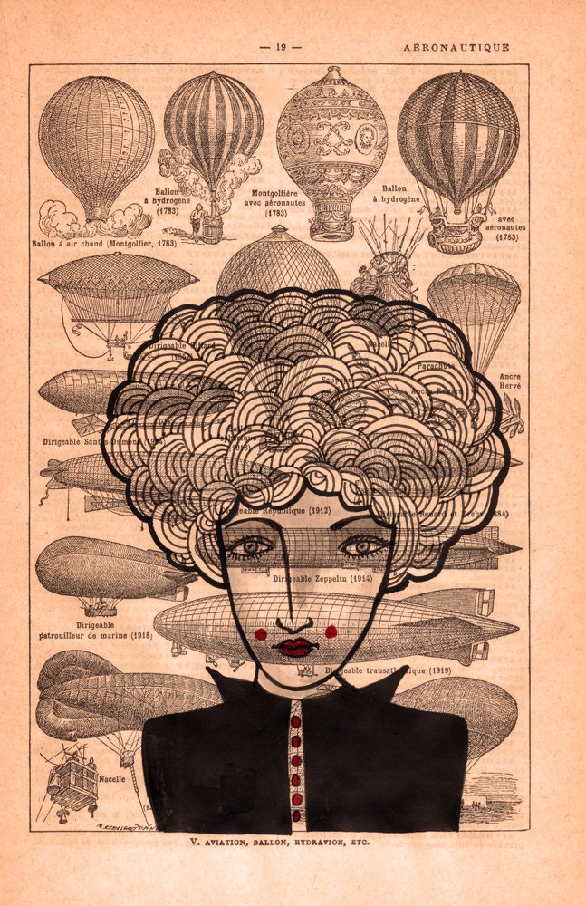Ethereal Airships- Archival Artprint. Air Balloons, Zeppelins, Victorian, Steampunk