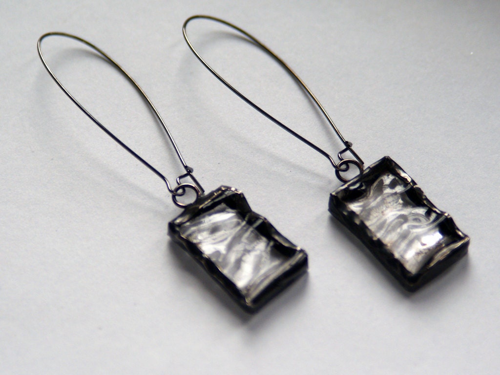 Stained Glass Earrings: Clear Ripple