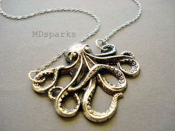 Silver Octopus Necklace sterling chain