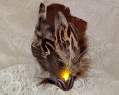 Burlesque hair fascinator - LED light up fascinator - brown earth tones feather fascinator