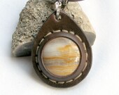 Stone and Leather Onyx Necklace / Pendant - an Aos Original Earth Medallion