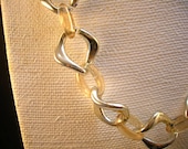 Bold Statement Plastic Chain Necklace in Champagne and Silver with silver tone chain
