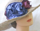 Ladies Garden Hat - Seagrass Straw Sun Hat - Wide Brim - Organic Jersey Band -Garden Jenny