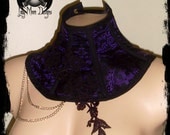 Black and Purple Brocade Neck corset with Venise Lace Applique and Crystals