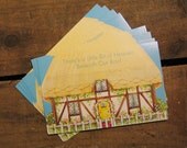 Vintage New Baby Under Our Roof Birth Announcements - Set of 7 - Baby Boy or Girl