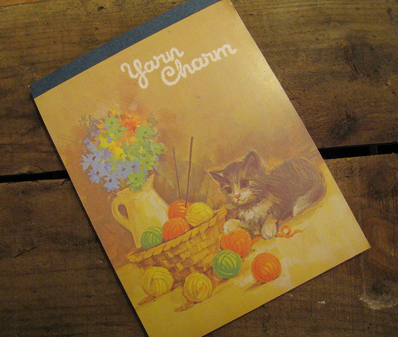 Vintage Yarn Charm Cute Kittens Note Pad - Writing, Letters, Stationery