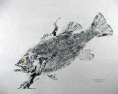 Largemouth Bass Cottage Decor Original Fish Art Rubbing GYOTAKU on Rice paper