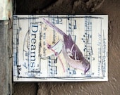 Dreams- Vintage Bird, Sheet Music Collaged ACEO Vintage Image
