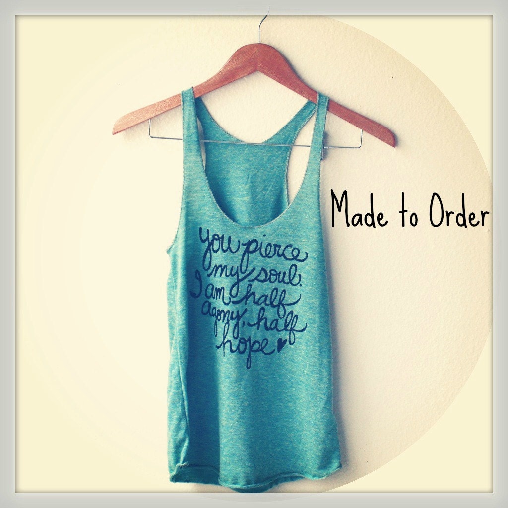 MADE TO ORDER Jane Austen Quote/Persuasion. Ladies' Racerback Tank in Lemon