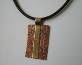 Textured Copper and Brass Metalwork Necklace - copper jewelry - mixed metal necklace