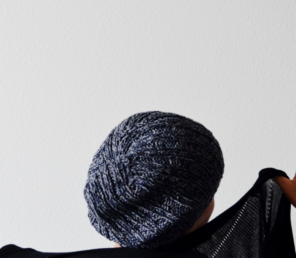 The Perfect Boyfriend Beanie in Shale & Slate Grey - Hand Knit Boyfriend Beanie / Slouch Hat in Greys - Unisex Handknit Watchcap