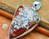 Crazy Lace Agate Necklace Pendant - Authentic - Gemstone Jewelry  - .925 Sterling Silver - Free Shipping