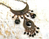 black Bohemian necklace Gypsy statement necklace wire wrapped Boho Bohemian Jewelry