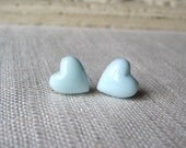 Light Blue Heart Earrings, Blue Earrings, Pastel Earrings, Baby Blue