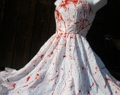 CARRIE promocalypse blood splatter BONED prom dress zombie corpse bride lace cotton US size 4 - 6