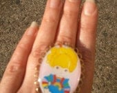 RAINBOW BRITE ring 80s eighties kitsch cameo bronze filigree adjustable birthday gift