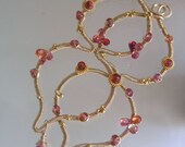 A Fiery Life...Pink Padparadscha Orange Red Sapphire Ruby Studded Sculptural Moroccan Ogee Signature Original Gold Filled Earrings