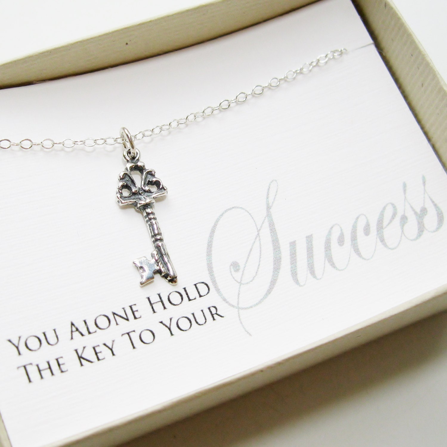 Key to Success Necklace, Sterling Silver - Graduation Gift, Graduate Gift, Class of 2013, Graduation, Graduation Card Jewelry