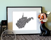 West Virginia - typography map art print 8x10 - personalized state poster custom wall decor engagement wedding housewarming gift