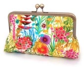 Garden party clutch bag : Silk-lined purse, wedding accessory, bridesmaid gift, bridal clutch, gift box - redrubyrose