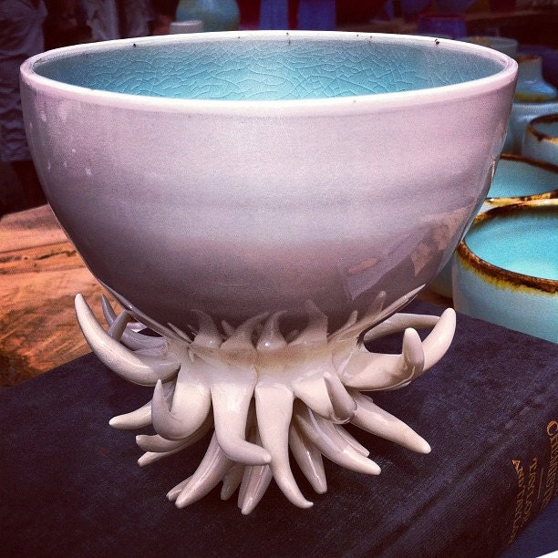 Wheel Thrown and Hand sculpted Sea Urchin Porcelain Cup / Bowl