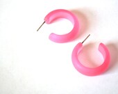 Frosted Berry Pink Simple Hoops - lucite hoop earrings