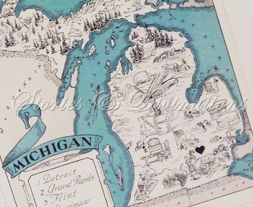 Map of Argentina and Chile - A Fun and Funky Little Vintage Map to Frame