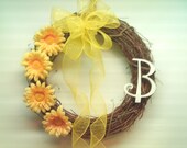 Spring Sunshine Yellow Daisy Wreath-Front Door Wreath-Summer Wreath
