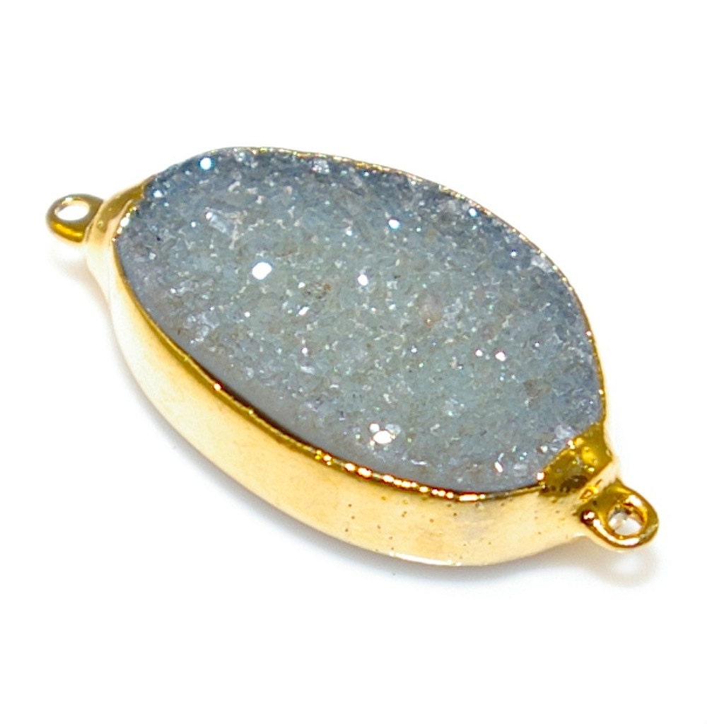 Gold Edged Gray Druzy Component