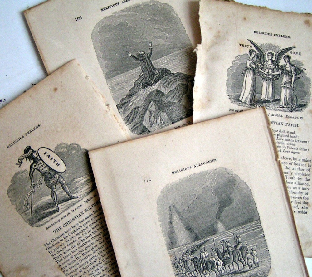 1856  Religious Emblems & Allegories Images. 15 Pages