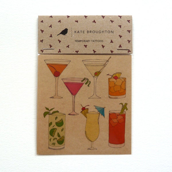 classic cocktail tattoo stickers