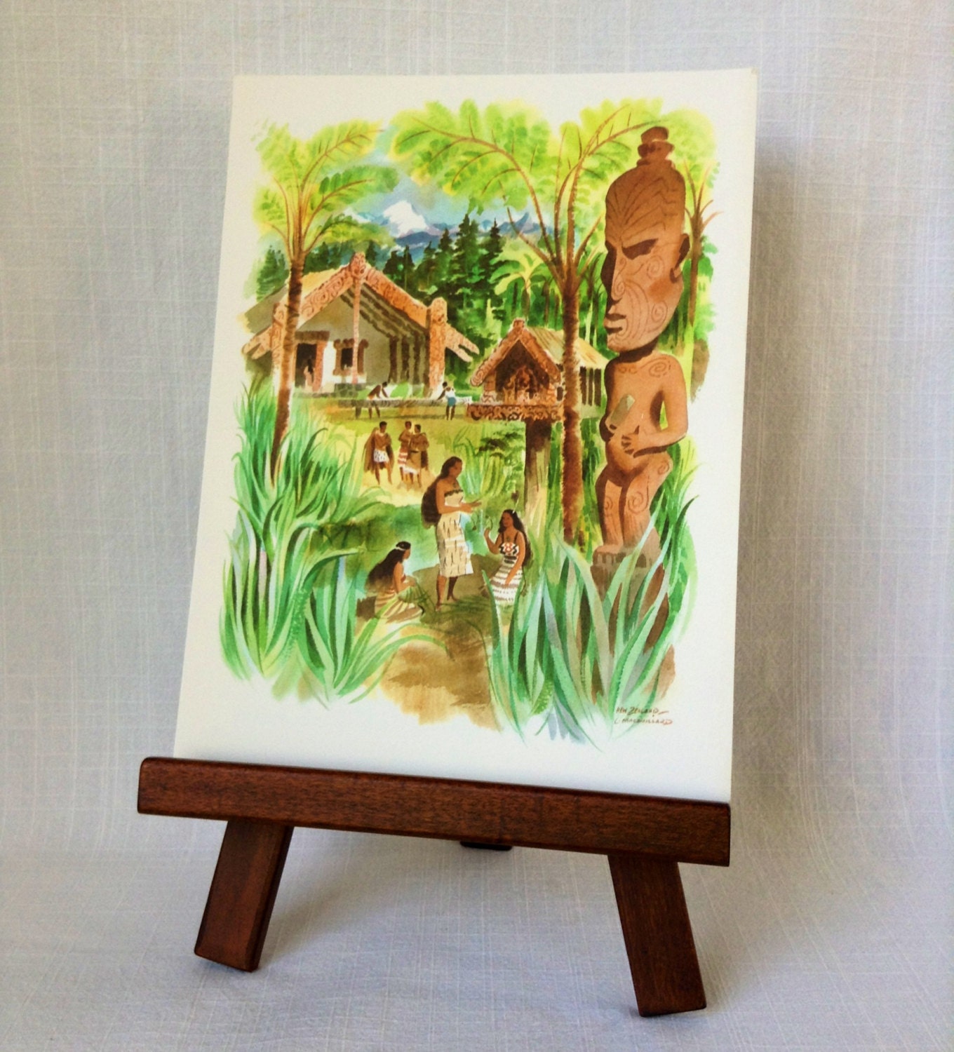 Vintage New Zealand Watercolor Print