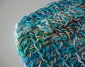 Handmade cat bed, small dog rug, pet accessory, turquoise blue white