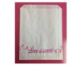 White Kraft paper bags with wax coating great for candy buffet favor bags. Love is sweet. 50 qty