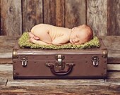 Green Crocheted Mini Baby Blanket--Sized for Photography Prop