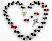 St James Santiago de Compostela Rosary Beads in Black and Red by Unbreakable Rosaries