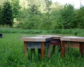 white diamond salvage wood stool or end table no. 3