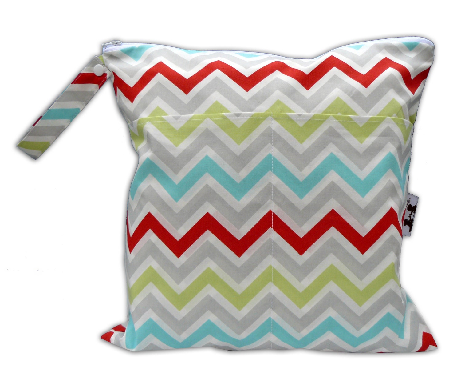 HEAT SEALED and BEST Selling Wet Bags here -Large Wet/Dry Bag with Snap Handle -Heat Sealed-4 Pockets in Zoom Zoom Chevron