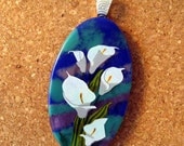 Fused Glass Flower Pendant Glass Jewelry Glass Pendant Calla Lily