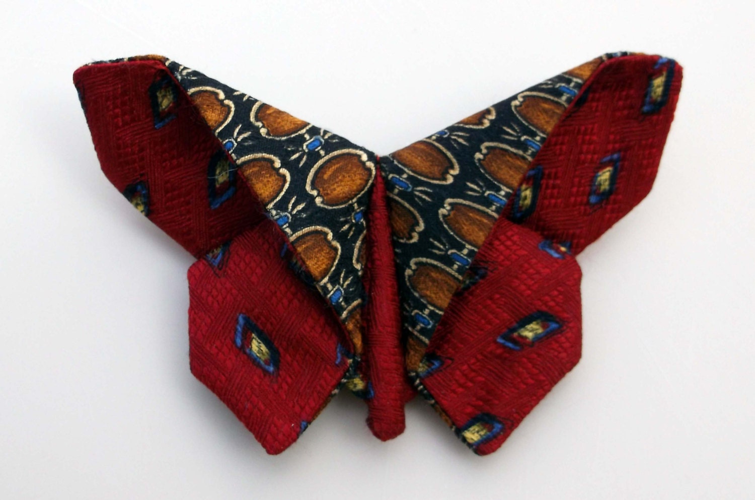 Red Butterfly Pin Recycled Silk