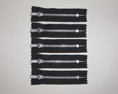 Lot of 5 YKK Metal Zipper Black 5 zippers 10 cm long