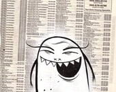 Acrylic character on news print 8 X 10 original pop lowbrow graffiti modern comic street art by Charlie Alan Kraft