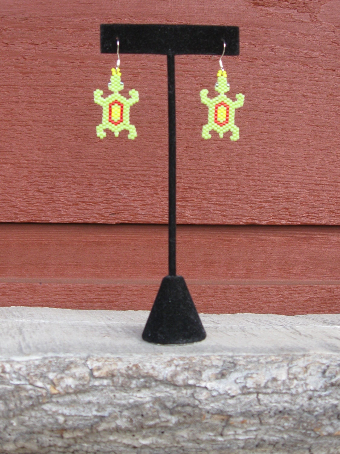 Native-inspired Beaded Turtle earrings