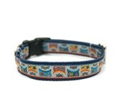 3/4" dog collar Retro Owls martingale or buckle collar