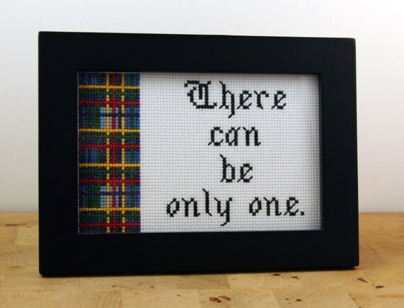 There can be only one - Framed Cross Stitch