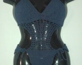 Crochet Monokini with Mesh Midriff Panel