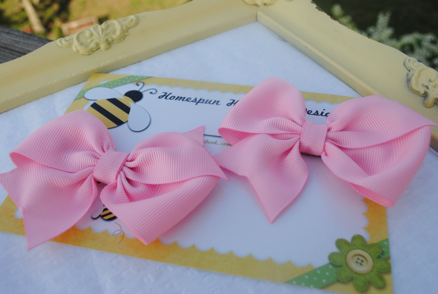 Rose Pink Hairbow Pair... Loopy Hairbow Set of Two...Set of Hair Clips...Flat Loop Hair Bows...Pigtail Bows