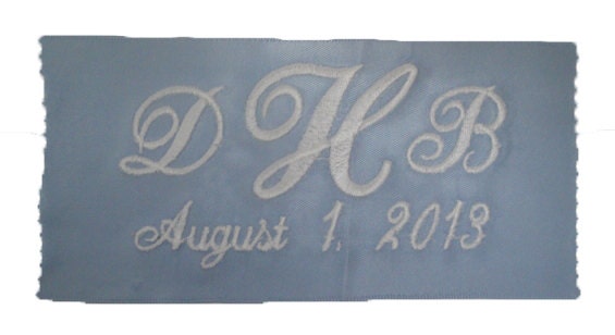 Satin Ribbon Wedding Gown Label in Bridal Blue