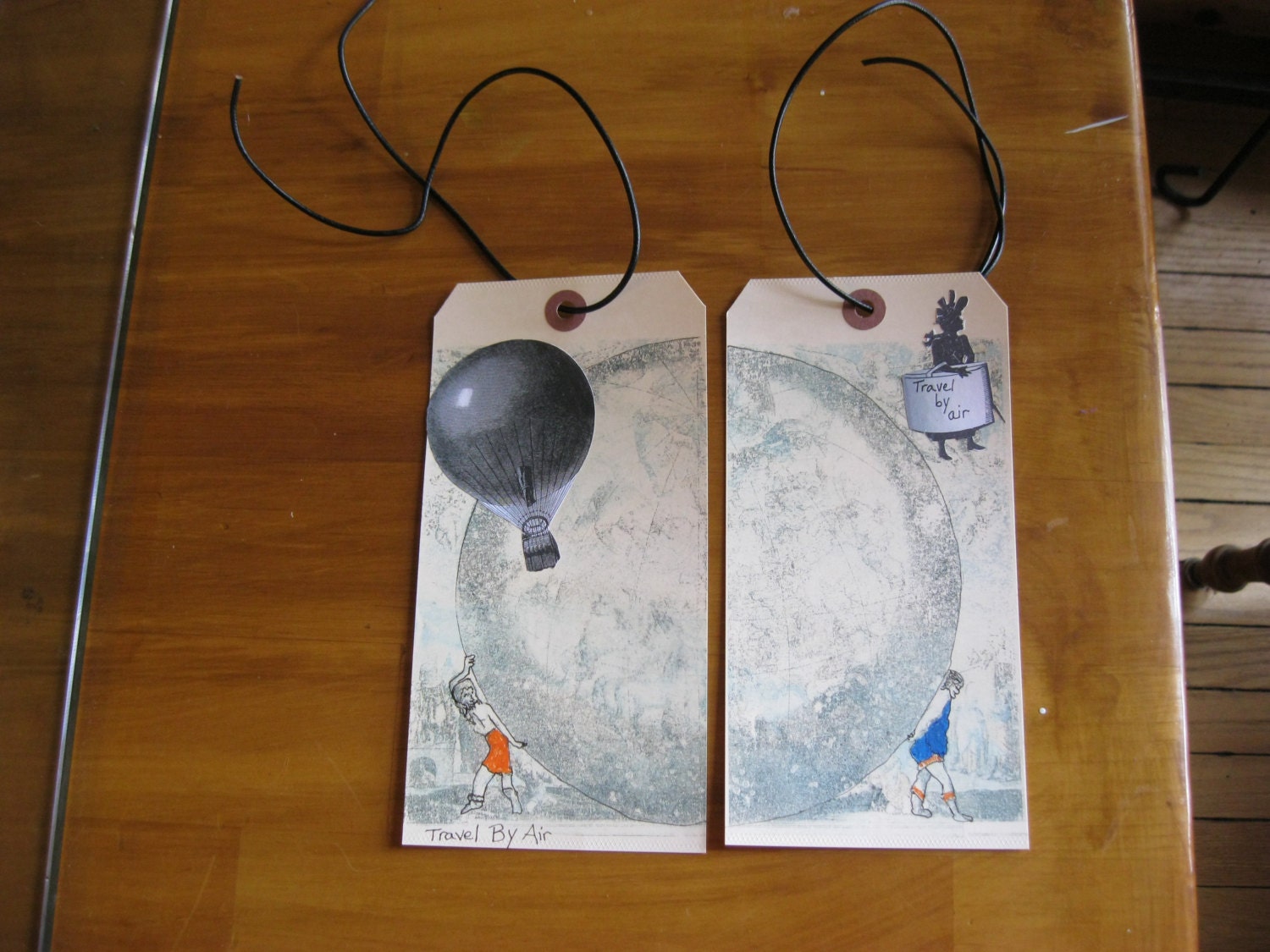 Vintage luggage tags set of 2 matching