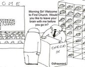 check your brain at the door PRINT